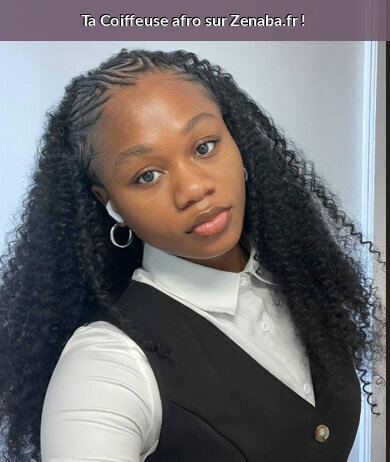 Cornrows + Curly Extensions (Knotless avec cheveux bouclés)