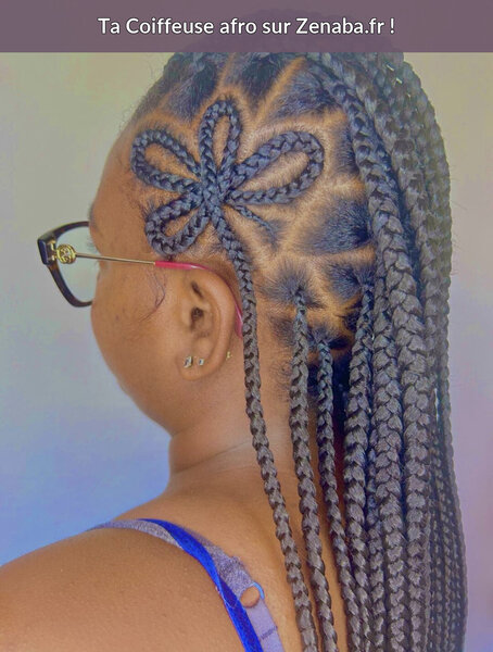 Knotless Braids avec fleur et perles