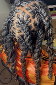 Locks + Coiffure grosses vanilles (twist épais protecteur sur locks)