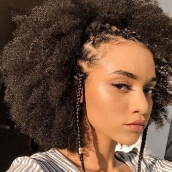 Maxi afro avec nattes collées sur cheveux métisses