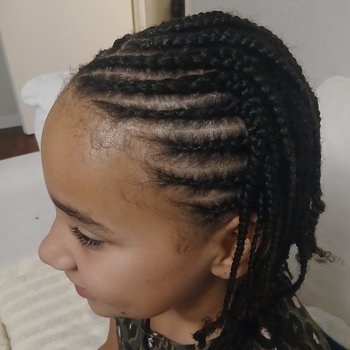 Nattes collées avant/ tresses a l'arrière