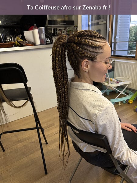 Nattes collées avec rajout ponytail
