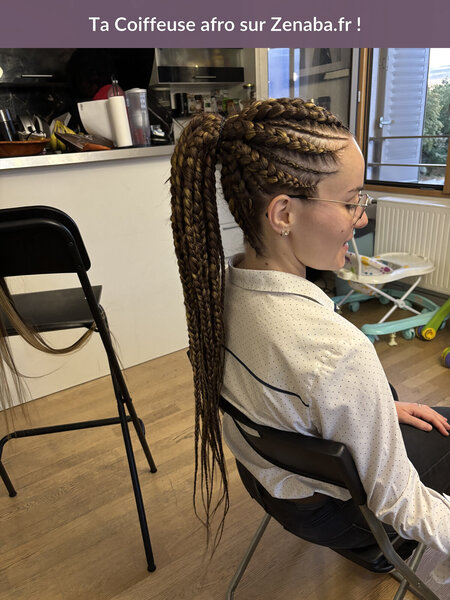 Nattes collées avec rajout ponytail