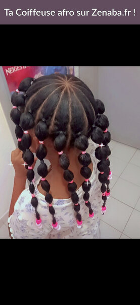 Nattes collées, boudins avec perles
