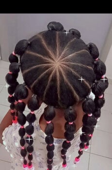 Nattes collées, boudins avec perles