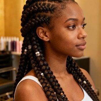 Nattes collées (cornrows) avec accessoires décoratifs