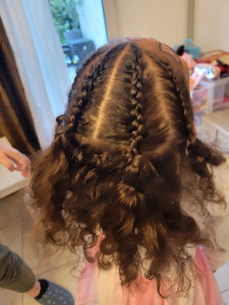 Nattes collées enfant, demi-tête 