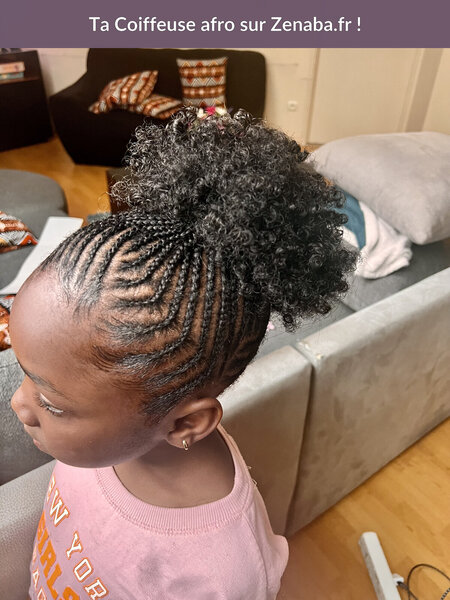 Nattes collées petite filles- chignon sans rajouts avec postiche
