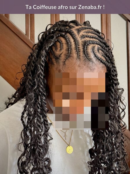 Tresses design + twists bouclés