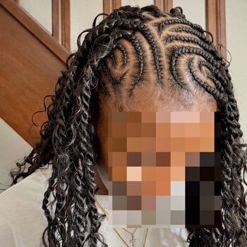Tresses design + twists bouclés