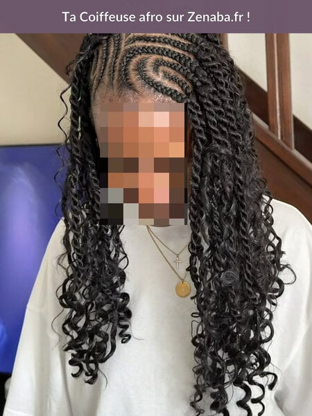 Tresses design + twists bouclés