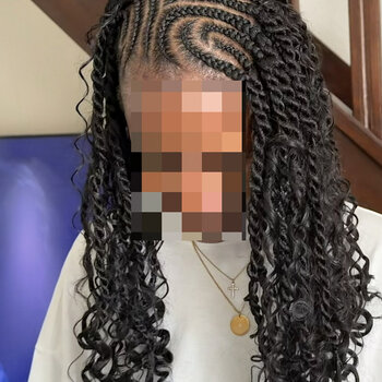 Tresses design + twists bouclés