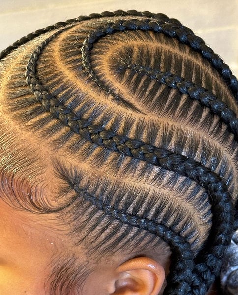 Tresses plaquées avec rajouts